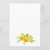 黄色の花ブライダルシャワービンゴゲームカード エンクロージャーカード (裏面)