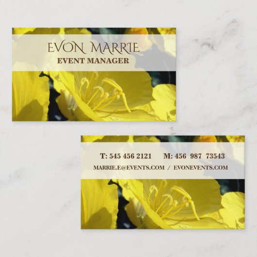 黄色の花写真、夏期名刺 名刺 (正面/裏面)