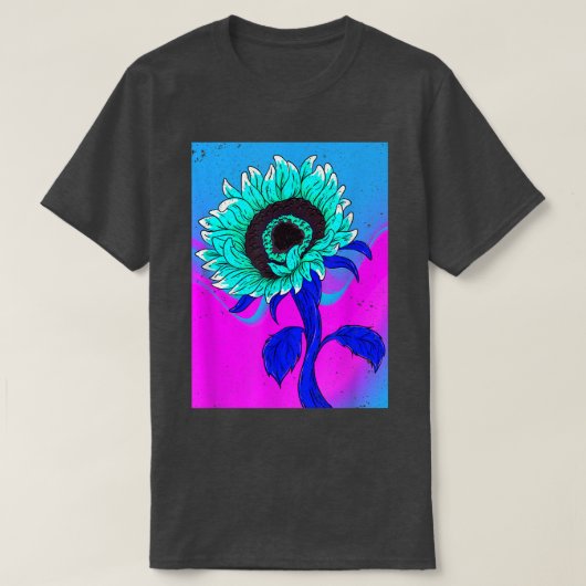黄色の花合成波レトロVAPORWAVEひまわり Tシャツ (デザイン正面)