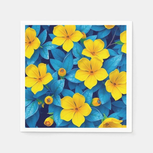 黄色の花地中海の- スタンダードカクテルナプキン (正面)