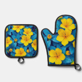 黄色の花地中海の- 鍋つかみ&鍋敷きセット (正面)