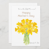 黄色の花束花母の日カード 招待状 (正面/裏面)