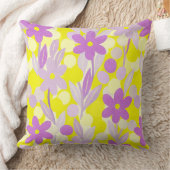 黄色の花柄のスポット クッション (ブランケット)