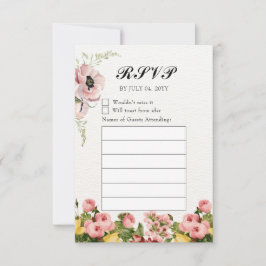 黄色の花柄 ウェディング RSVP