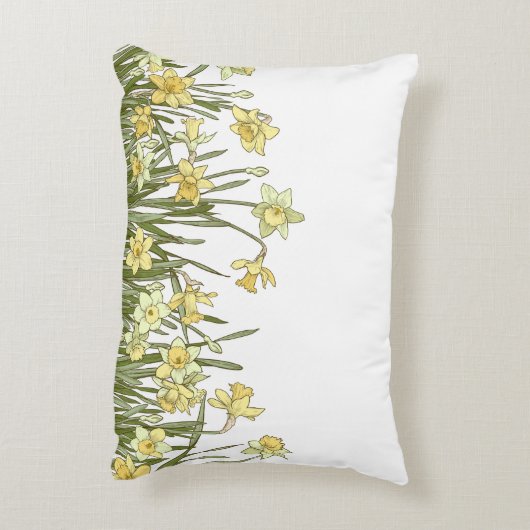 黄色の花模様のアクセント枕 アクセントクッション (裏面(縦))