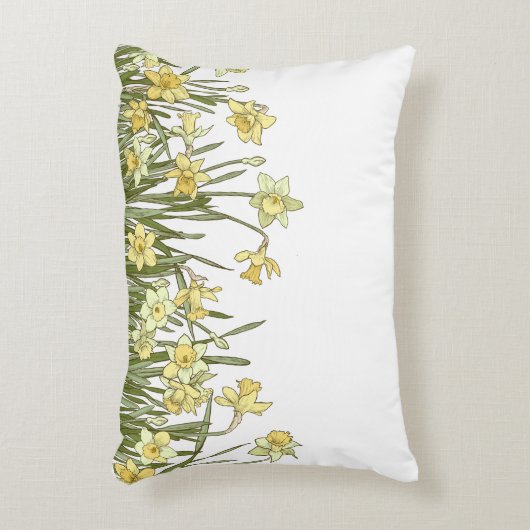 黄色の花模様のアクセント枕 アクセントクッション (正面(垂直))