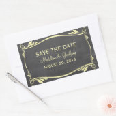 黄色の花模様のチョークボード日付のシールを保存 長方形シール (封筒)