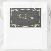 黄色の花模様の黒板ありがとうステッカー 長方形シール (バッグ)