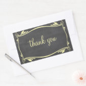 黄色の花模様の黒板ありがとうステッカー 長方形シール (封筒)