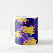 黄色の花水彩継ぎ目のない模様 コーヒーマグカップ (正面左)