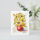 黄色の花水彩葉書 ポストカード (スタンド正面)