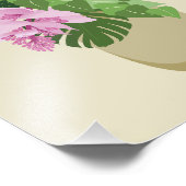 黄色の花瓶に咲く熱帯メディニラピンクの花 フォトプリント            (角)