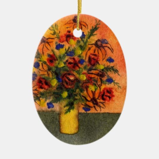 「黄色の花瓶」フローラオーナメント セラミックオーナメント (正面)
