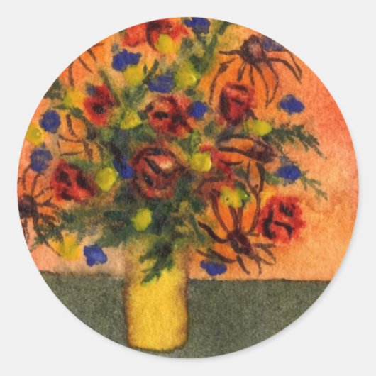 「黄色の花瓶」フローラシール ラウンドシール (正面)