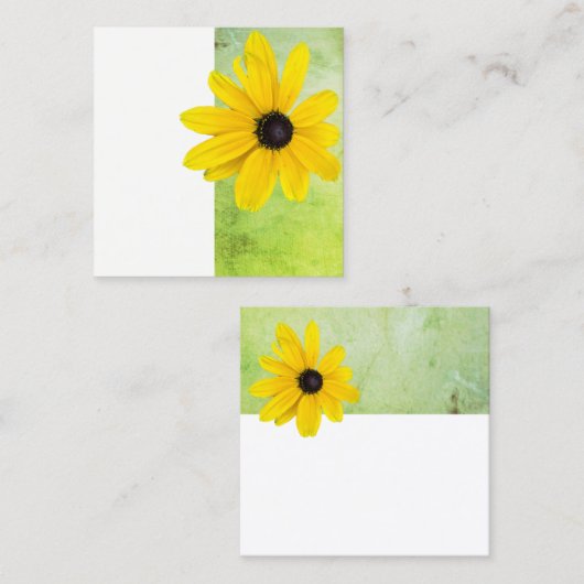 黄色の花石灰の緑と白のミニマル主義者 スクエア名刺 (正面/裏面)