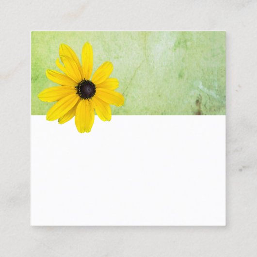黄色の花石灰の緑と白のミニマル主義者 スクエア名刺 (裏面)