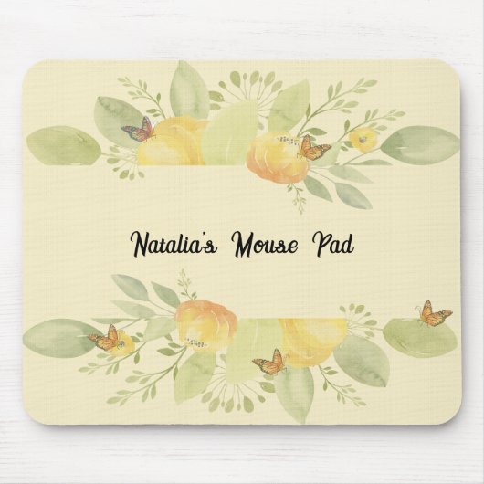 黄色の花芸術的付きマウスパッ淡い色のト マウスパッド (正面)