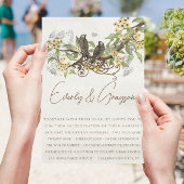 黄色の花茶色のヴィンテージ鳥の結婚式の招待 招待状