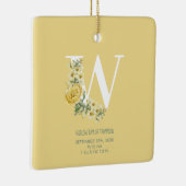 黄色の花誕生統計の誕生発表 セラミックオーナメント (右)