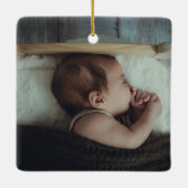 黄色の花誕生統計の誕生発表 セラミックオーナメント (裏面)