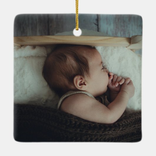 黄色の花誕生統計の誕生発表 セラミックオーナメント (裏面)