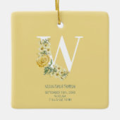 黄色の花誕生統計の誕生発表 セラミックオーナメント (正面)