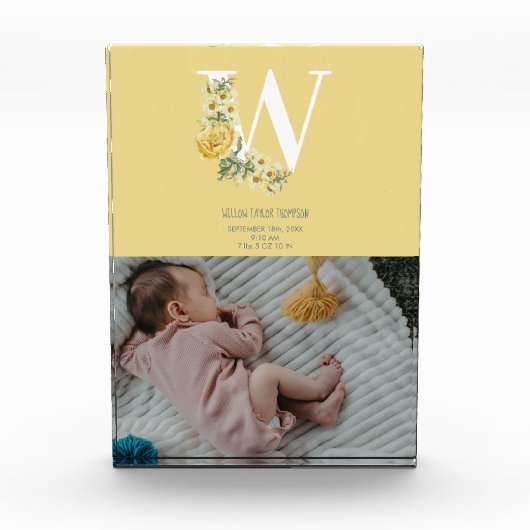 黄色の花誕生統計の誕生発表 フォトブロック (正面)