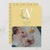 黄色の花誕生統計の誕生発表 案内状 (正面/裏面)