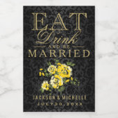 黄色の花食べ-,飲み物と結婚したビー フードラベル (シングルラベル)