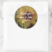 黄色の花、ありがとうステッカー ラウンドシール (バッグ)