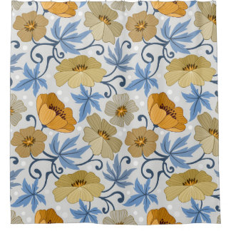 黄色の花:シームレスな繊維デザイン シャワーカーテン