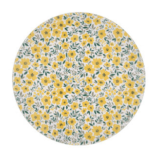 黄色の花：モダンフローラシームレス。 カッティングボード