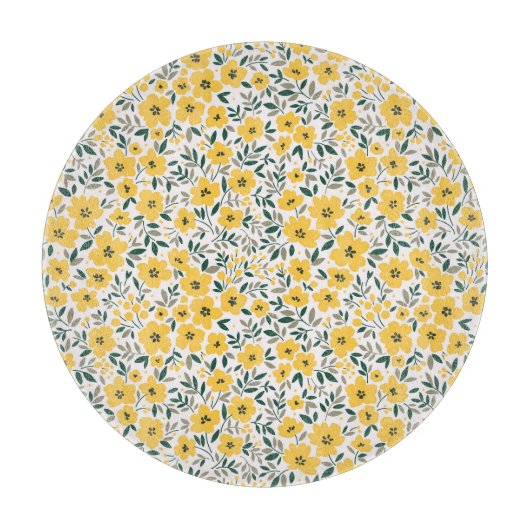 黄色の花:モダンフローラシームレス。 カッティングボード (正面)