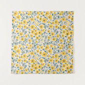 黄色の花：モダンフローラシームレス。 タペストリー (正面(横))