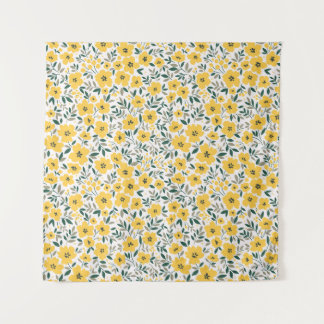 黄色の花：モダンフローラシームレス。 タペストリー