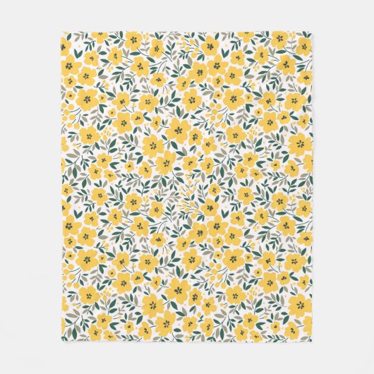 黄色の花：モダンフローラシームレス。 フリースブランケット (正面)