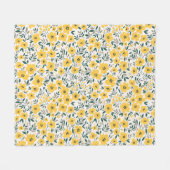 黄色の花：モダンフローラシームレス。 フリースブランケット (正面(横))
