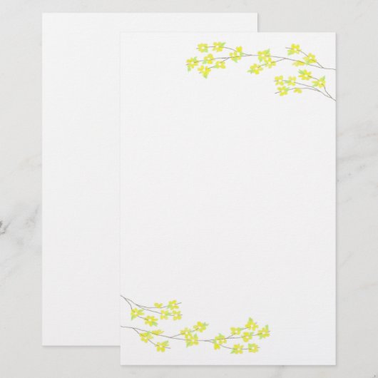 黄色の花 便箋 (正面/裏面)