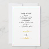 黄色の花、写真秋の結婚式付きアーチ サンキューカード (裏面)