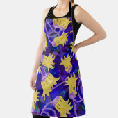 黄色の花：暗い背景の水のカラーアートワーク エプロン (インサイチュ)