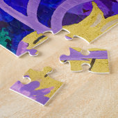 黄色の花：暗い背景の水のカラーアートワーク ジグソーパズル (側面)