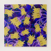 黄色の花：暗い背景の水のカラーアートワーク ジグソーパズル (横)