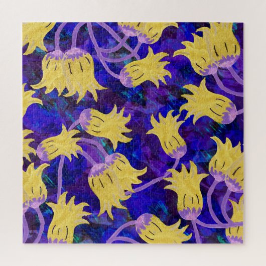 黄色の花：暗い背景の水のカラーアートワーク ジグソーパズル (縦)