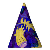 黄色の花：暗い背景の水のカラーアートワーク パーティーハット (右)