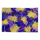 黄色の花：暗い背景の水のカラーアートワーク 枕カバー (裏面)