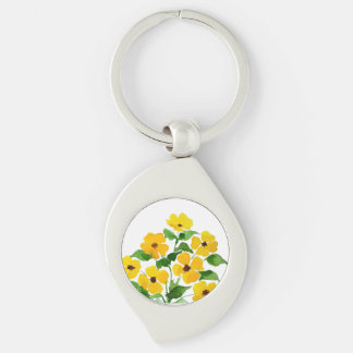 黄色の花、水彩画 キーホルダー