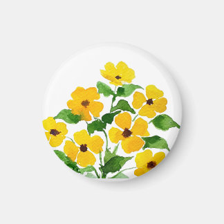 黄色の花、水彩画 マグネット