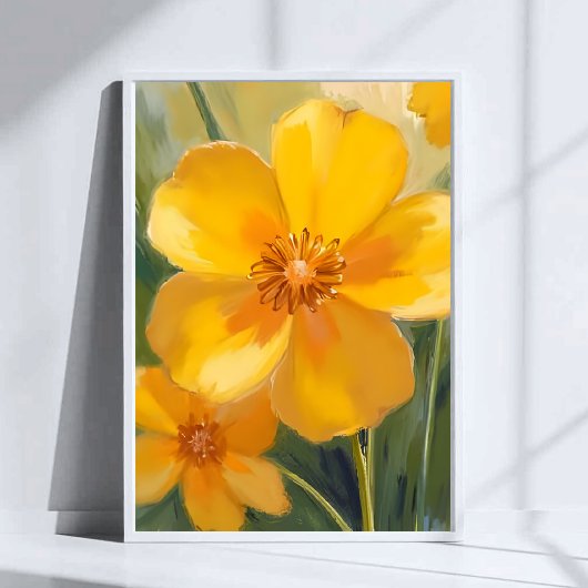黄色の花 水彩 春の花 開花 絵画 ポスター