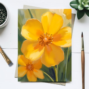 黄色の花 水彩 春の花 開花 絵画 ポストカード
