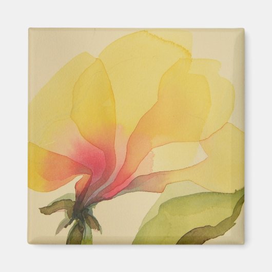黄色の花、水色、磁石 マグネット (正面)
